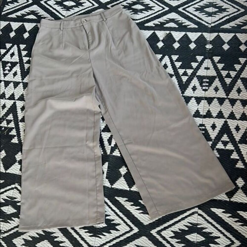 Pink Lily tan  Wide Leg Pants with Flat Waistband   E